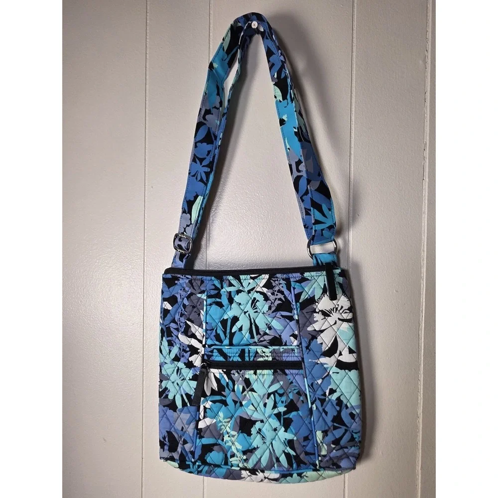 Vera Bradley Blue Turquoise Camo Floral Crossbody Shoulder Bag Purse Retired